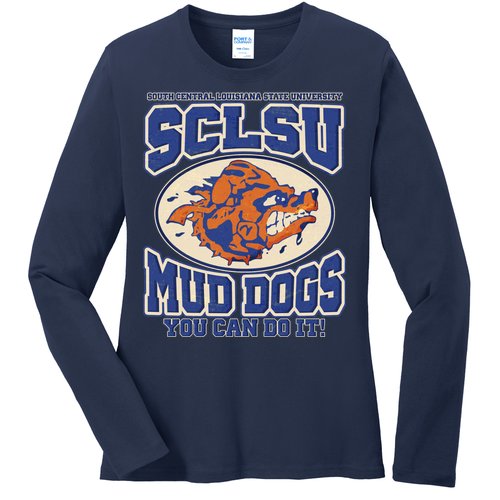 Vintage SCLSU Mud Dogs Classic Football Ladies Missy Fit Long Sleeve Shirt