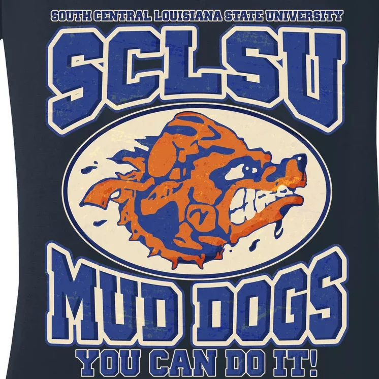 Vintage SCLSU Mud Dogs Classic Football Women's V-Neck T-Shirt