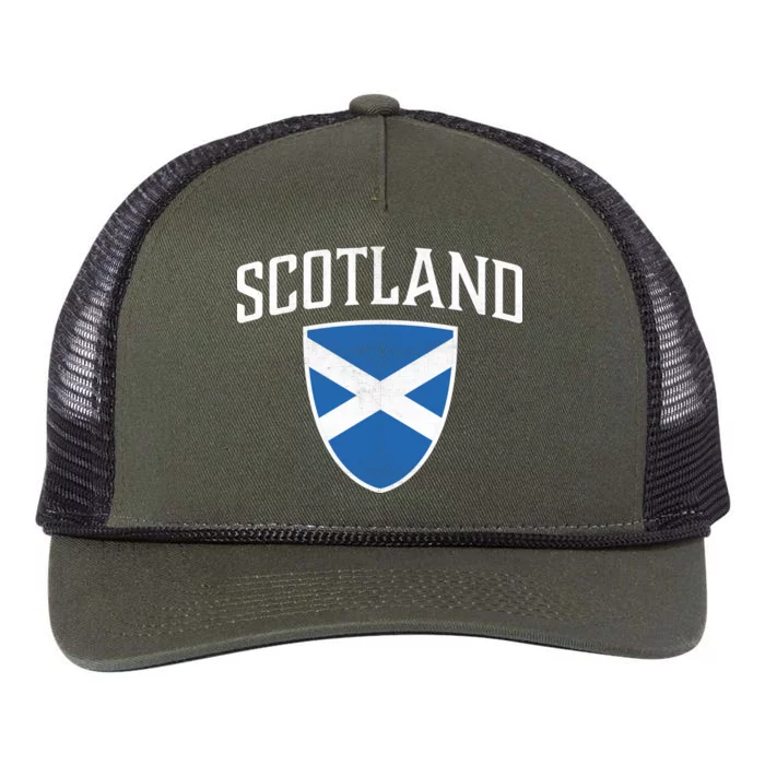 Vintage Scotland Flag Crest Shield Retro Rope Trucker Hat Cap