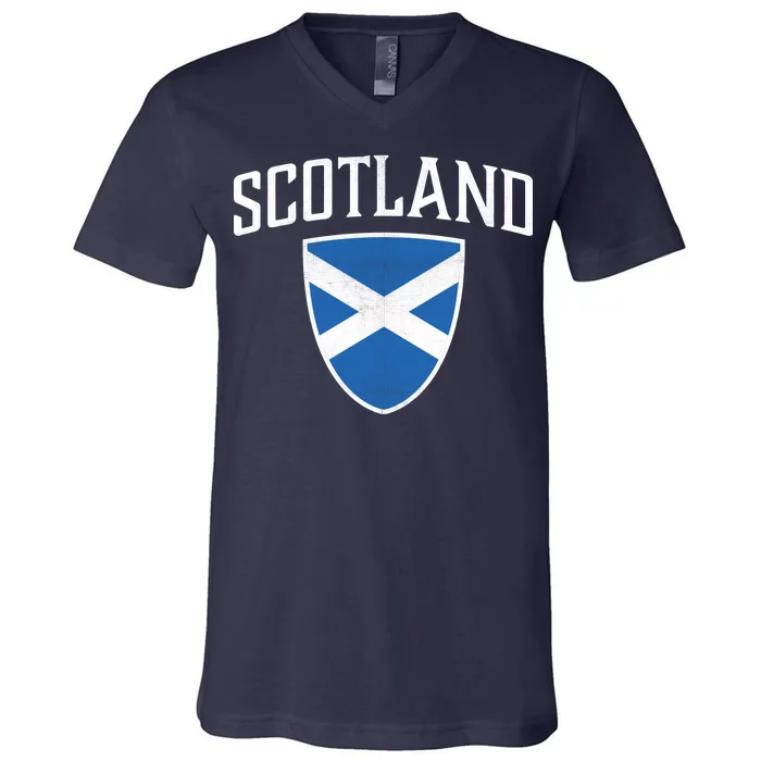 Vintage Scotland Flag Crest Shield V-Neck T-Shirt