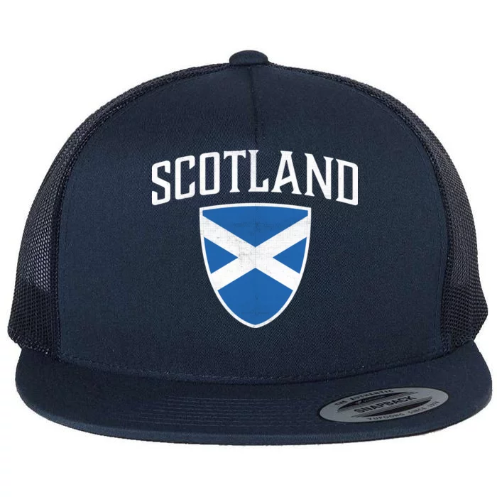 Vintage Scotland Flag Crest Shield Flat Bill Trucker Hat