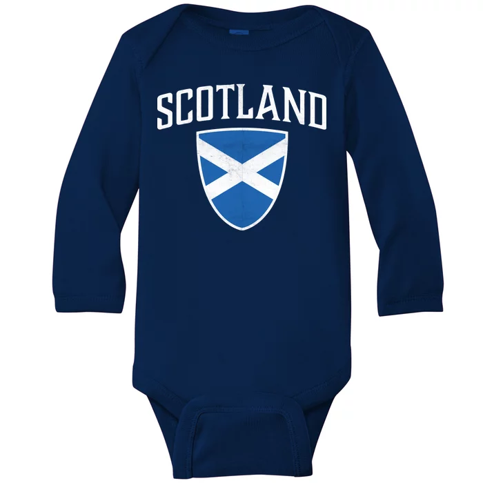 Vintage Scotland Flag Crest Shield Baby Long Sleeve Bodysuit