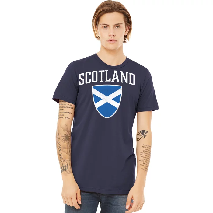 Vintage Scotland Flag Crest Shield Premium T-Shirt