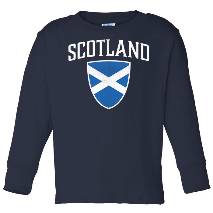 Vintage Scotland Flag Crest Shield Toddler Long Sleeve Shirt