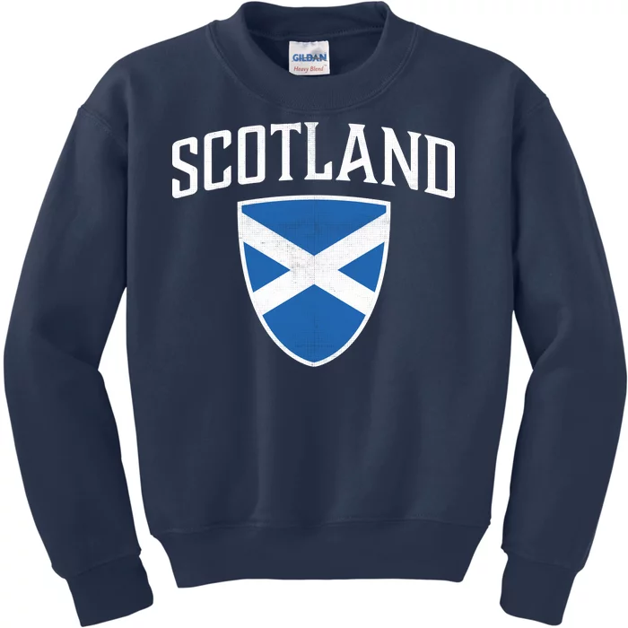 Vintage Scotland Flag Crest Shield Kids Sweatshirt