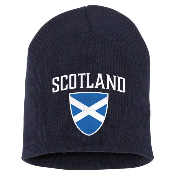 Vintage Scotland Flag Crest Shield Short Acrylic Beanie