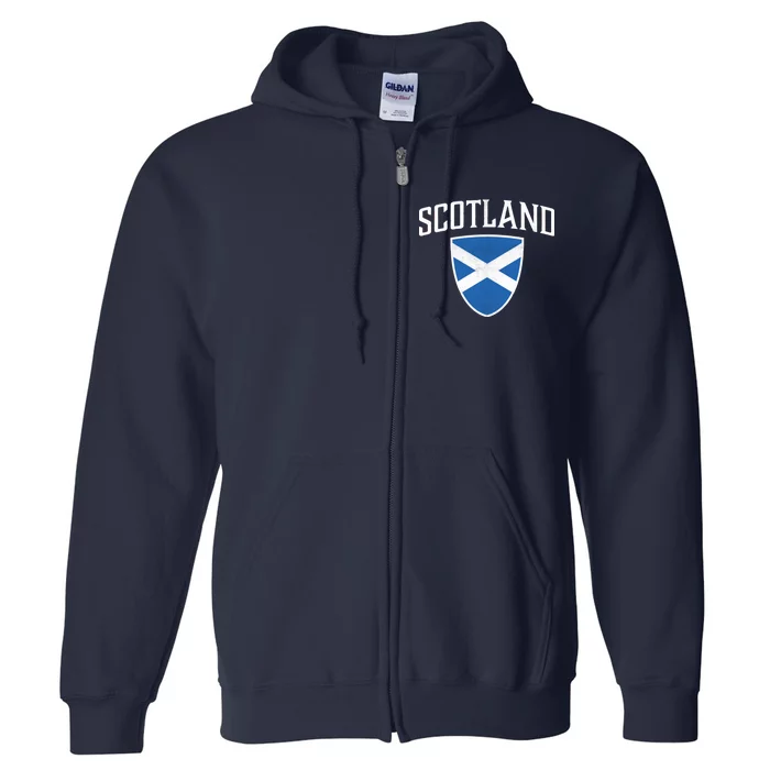 Vintage Scotland Flag Crest Shield Full Zip Hoodie