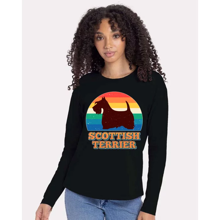 Vintage Scottish Terrier Womens Cotton Relaxed Long Sleeve T-Shirt