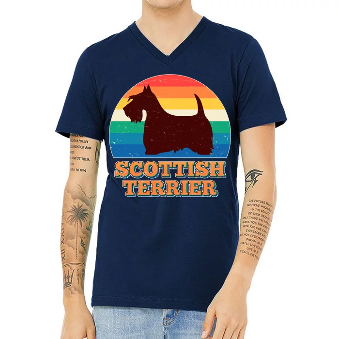 Vintage Scottish Terrier V-Neck T-Shirt