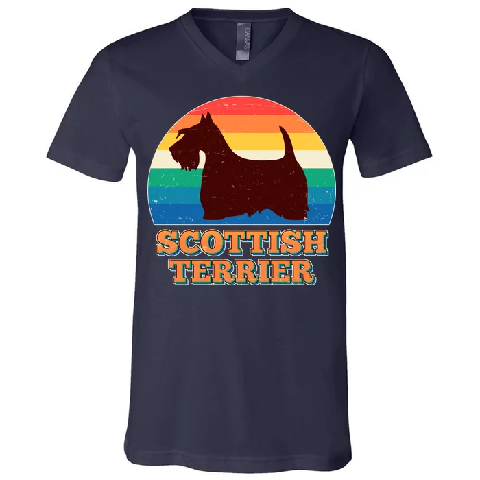 Vintage Scottish Terrier V-Neck T-Shirt