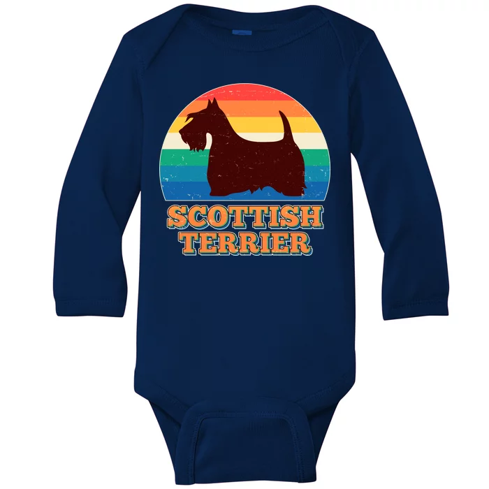 Vintage Scottish Terrier Baby Long Sleeve Bodysuit