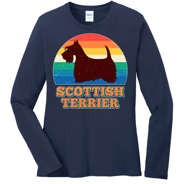 Vintage Scottish Terrier Ladies Long Sleeve Shirt