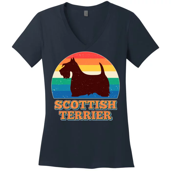 Vintage Scottish Terrier Women's V-Neck T-Shirt