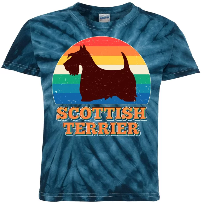 Vintage Scottish Terrier Kids Tie-Dye T-Shirt