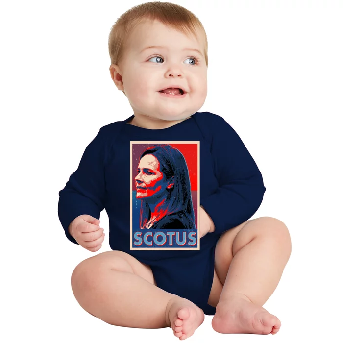 Vintage SCOTUS Amy Coney Barrett Poster Baby Long Sleeve Bodysuit