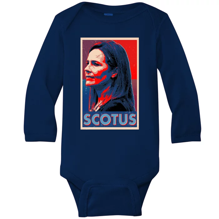 Vintage SCOTUS Amy Coney Barrett Poster Baby Long Sleeve Bodysuit