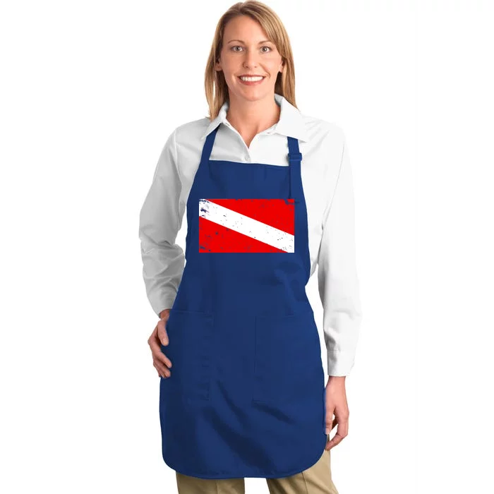 Vintage Scuba Diver Flag Full-Length Apron With Pocket