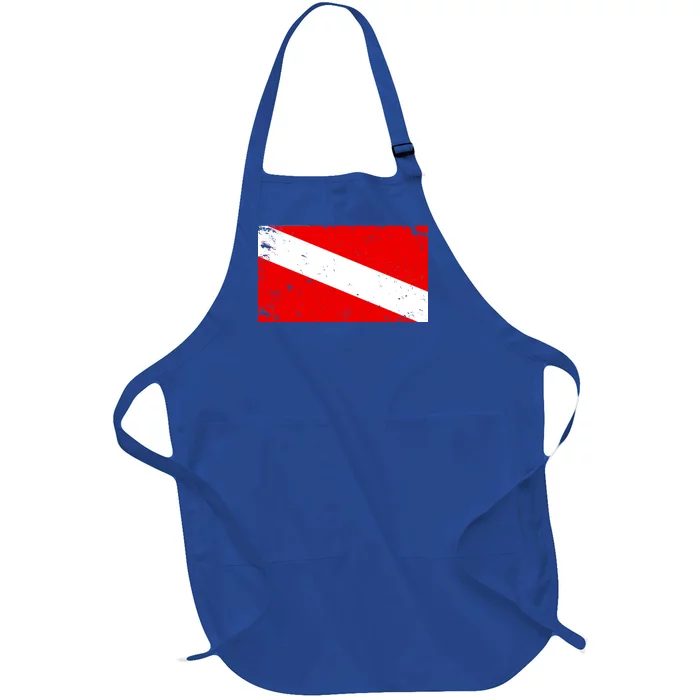 Vintage Scuba Diver Flag Full-Length Apron With Pocket