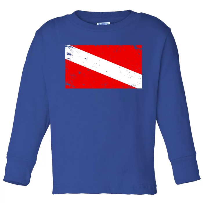 Vintage Scuba Diver Flag Toddler Long Sleeve Shirt