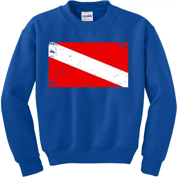 Vintage Scuba Diver Flag Kids Sweatshirt