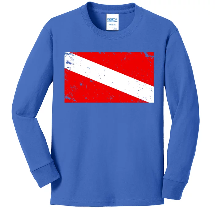 Vintage Scuba Diver Flag Kids Long Sleeve Shirt