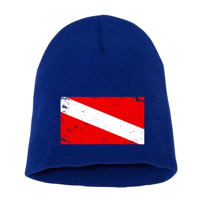 Vintage Scuba Diver Flag Short Acrylic Beanie