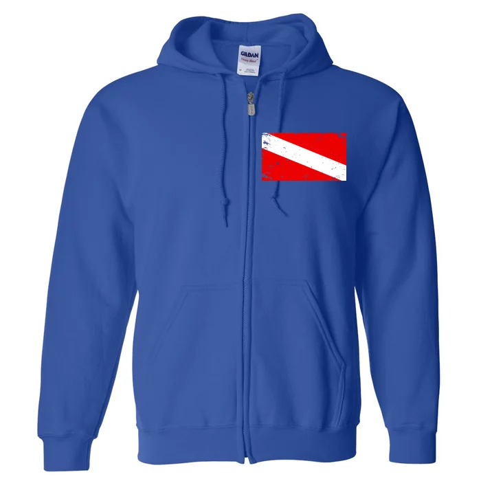 Vintage Scuba Diver Flag Full Zip Hoodie