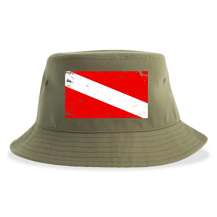 Vintage Scuba Diver Flag Sustainable Bucket Hat