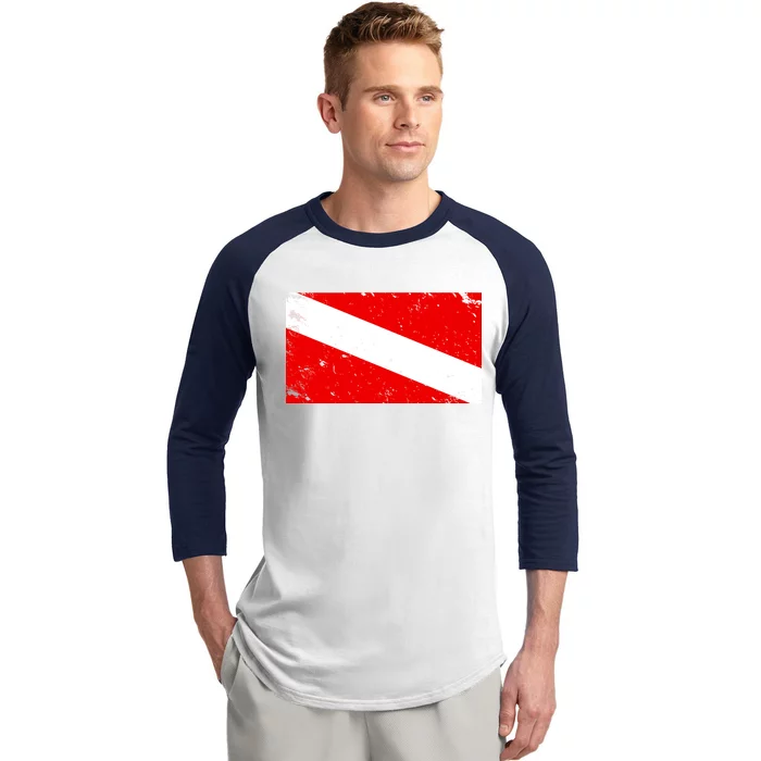 Vintage Scuba Diver Flag Baseball Sleeve Shirt