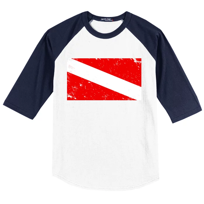 Vintage Scuba Diver Flag Baseball Sleeve Shirt