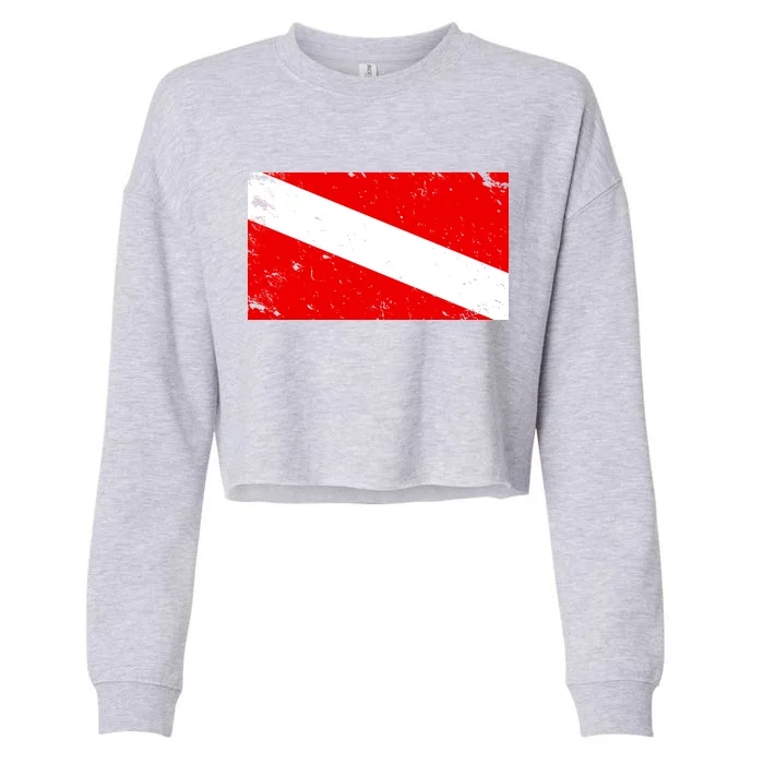 Vintage Scuba Diver Flag Cropped Pullover Crew