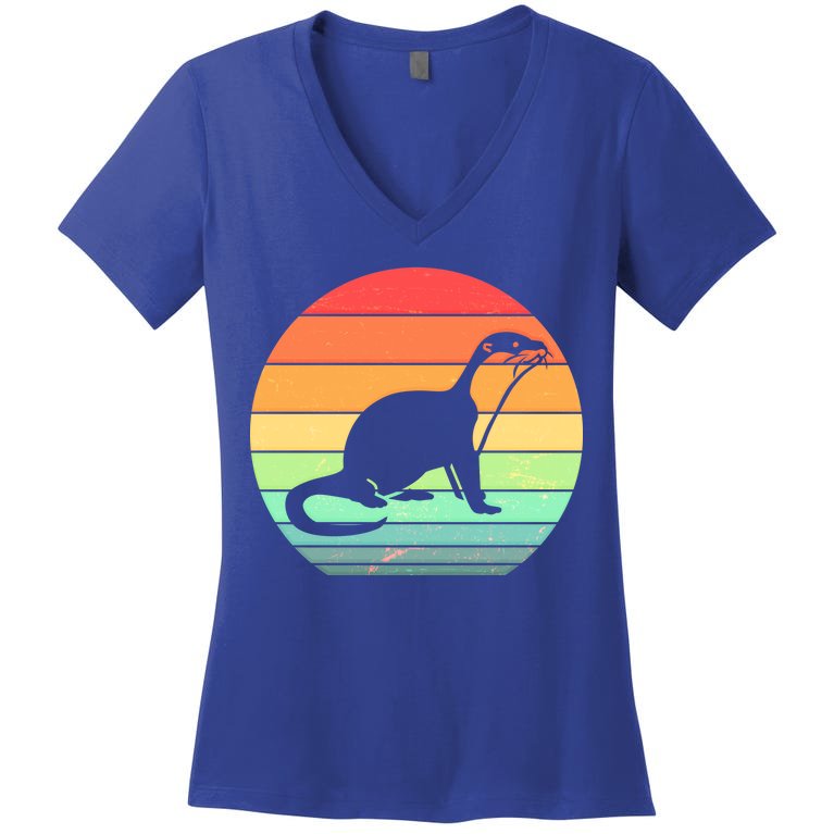 Vintage Sea Otter Women's V-Neck T-Shirt