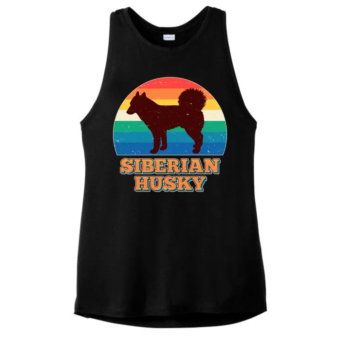 Vintage Siberian Husky Ladies Tri-Blend Wicking Tank