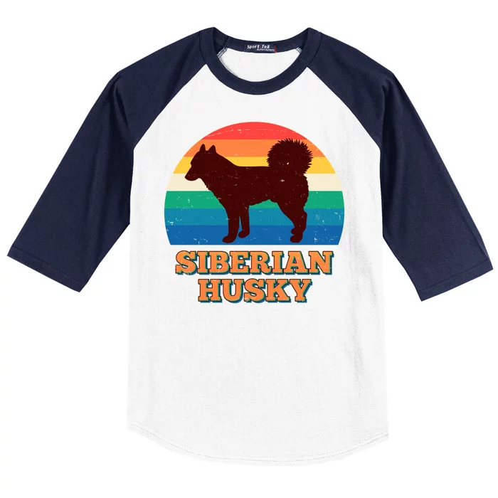 Vintage Siberian Husky Baseball Sleeve Shirt