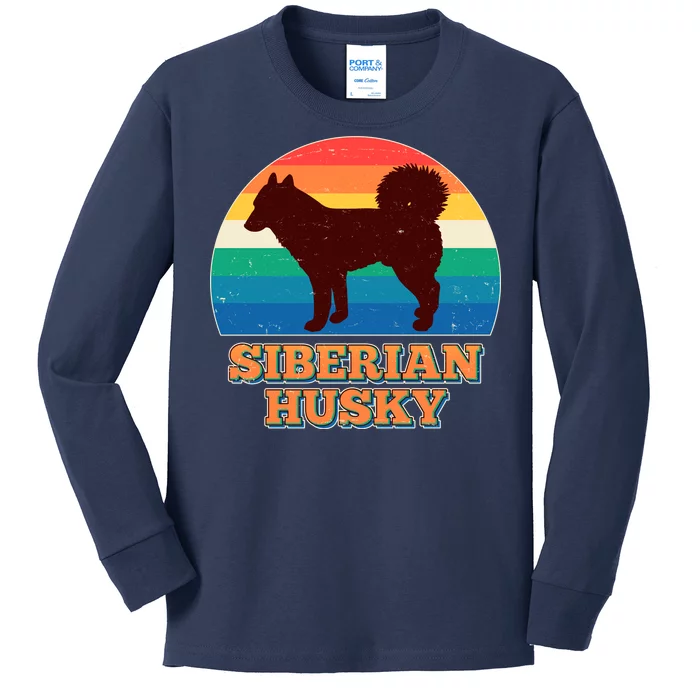 Vintage Siberian Husky Kids Long Sleeve Shirt