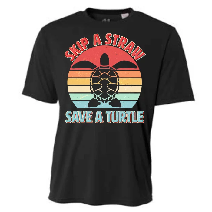 Vintage Skip A Straw Save A Turtle Cooling Performance Crew T-Shirt