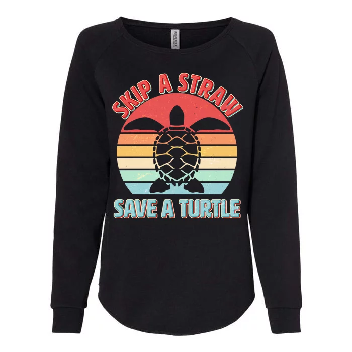 Vintage Skip A Straw Save A Turtle Womens California Wash Sweatshirt