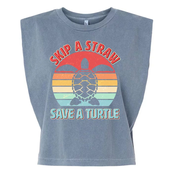 Vintage Skip A Straw Save A Turtle Garment-Dyed Women's Muscle Tee