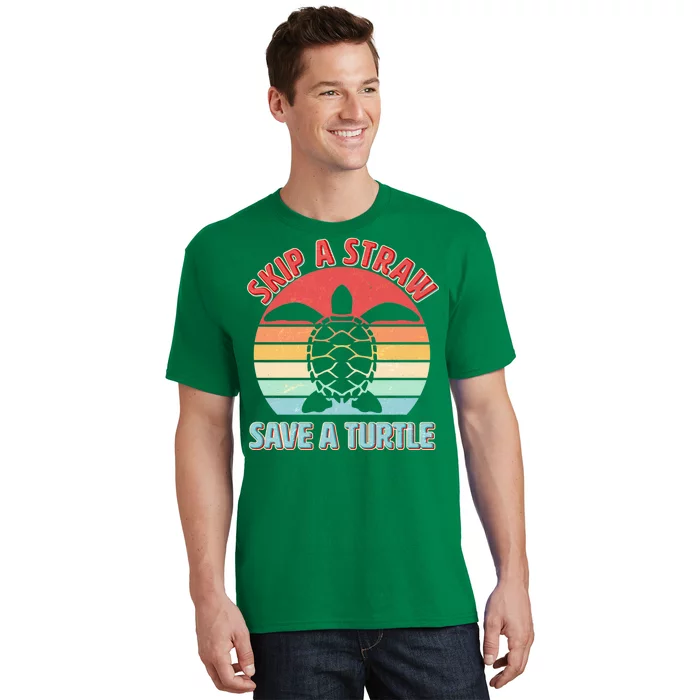 Vintage Skip A Straw Save A Turtle T-Shirt