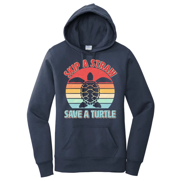 Vintage Skip A Straw Save A Turtle Women's Pullover Hoodie