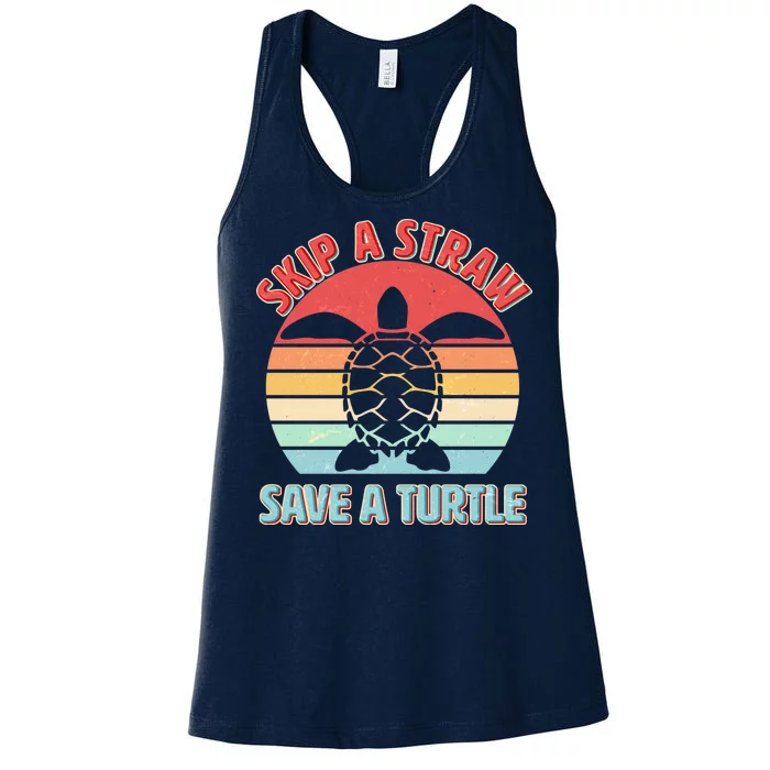 Vintage Skip A Straw Save A Turtle Women's Racerback Tank