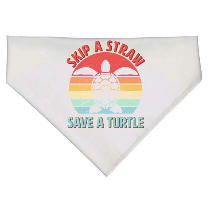 Vintage Skip A Straw Save A Turtle USA-Made Doggie Bandana