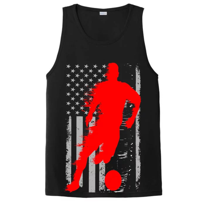 Vintage Soccer American Flag USA Performance Tank