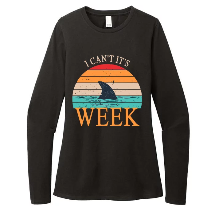 Vintage Sorry I Can't It's Week Funny Shark Womens CVC Long Sleeve Shirt