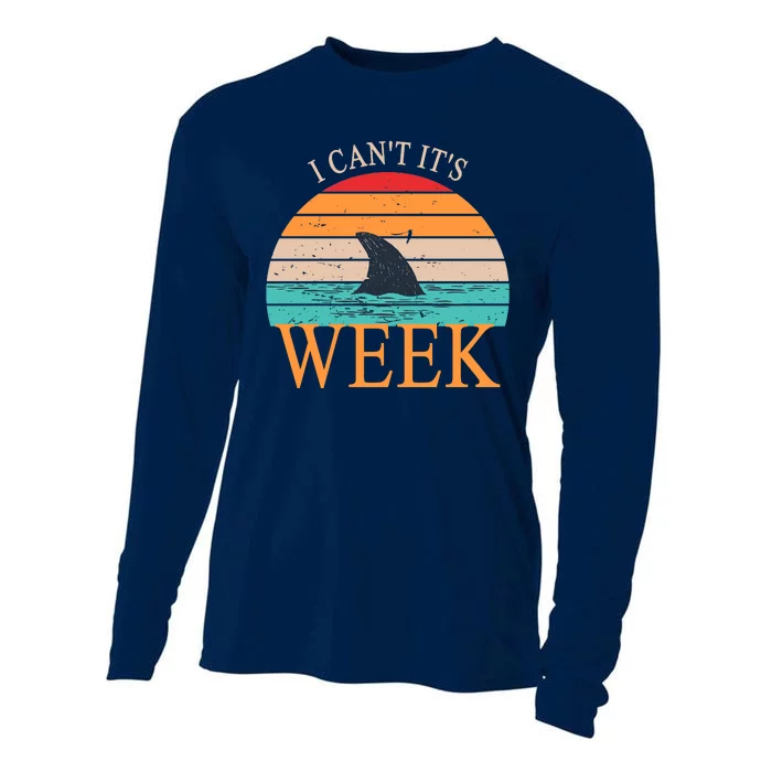 Vintage Sorry I Can't It's Week Funny Shark Cooling Performance Long Sleeve Crew