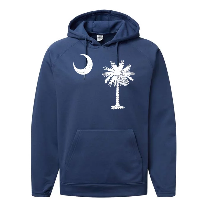 Vintage South Carolina Flag Palmetto Moon Performance Fleece Hoodie