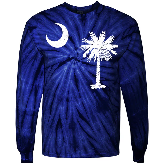 Vintage South Carolina Flag Palmetto Moon Tie-Dye Long Sleeve Shirt