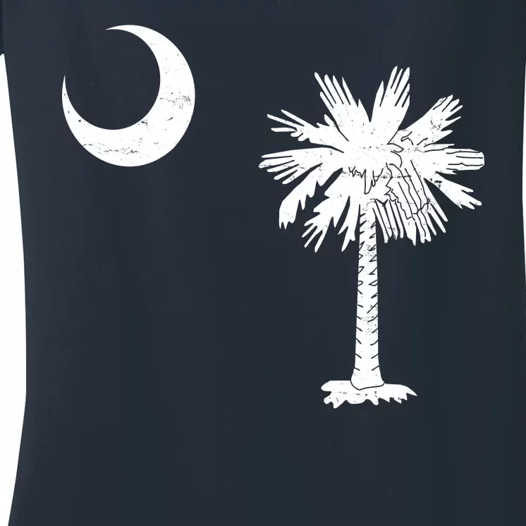 Vintage South Carolina Flag Palmetto Moon Women's V-Neck T-Shirt