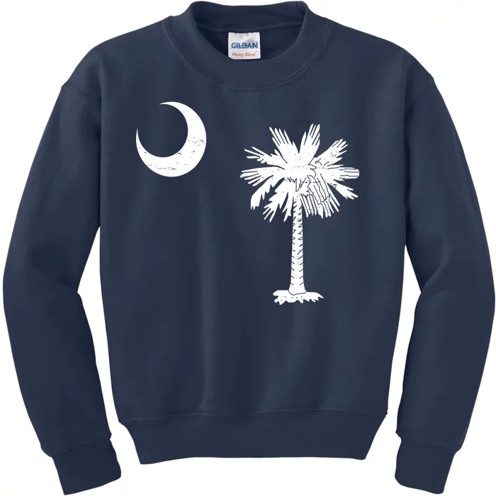 Vintage South Carolina Flag Palmetto Moon Kids Sweatshirt