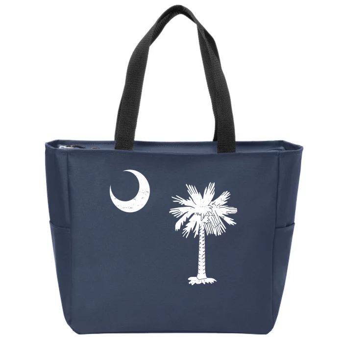 Vintage South Carolina Flag Palmetto Moon Zip Tote Bag